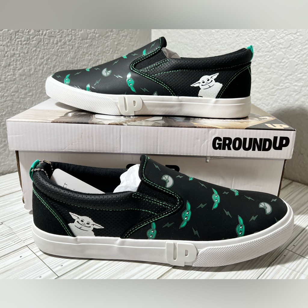 Ground Up Star Wars Mandalorian Grogu Slip-On Sneaker Shoe Black Menâs Size 10